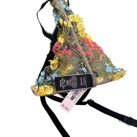 Victoria’s Secret Floral Embroidered Mesh Garter Belt Multicolor Lace Size M NWT - Picture 5 of 7